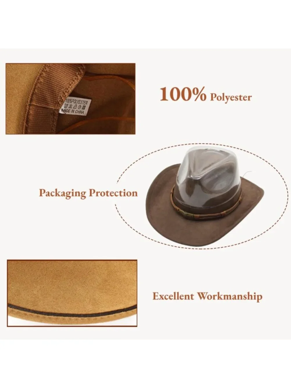 Mens Brown Buckle Outdoor Suede Western Rodeo Cowgirl Cowboy Hat